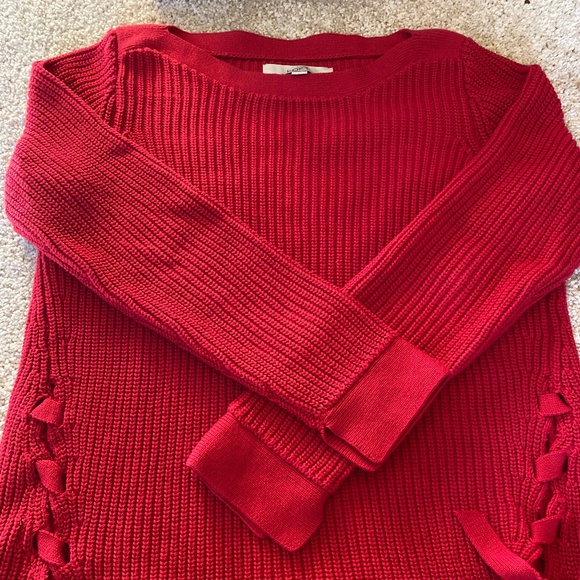 Loft red sweater with laced side seam size small - Picture 1 of 4